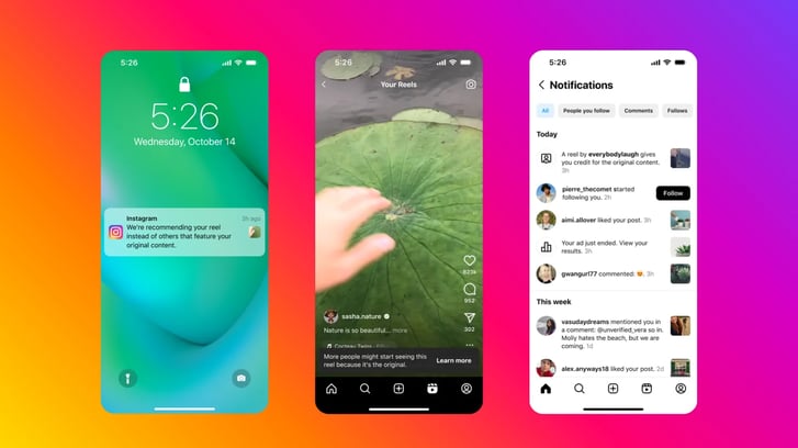 Instagram rewarding original content