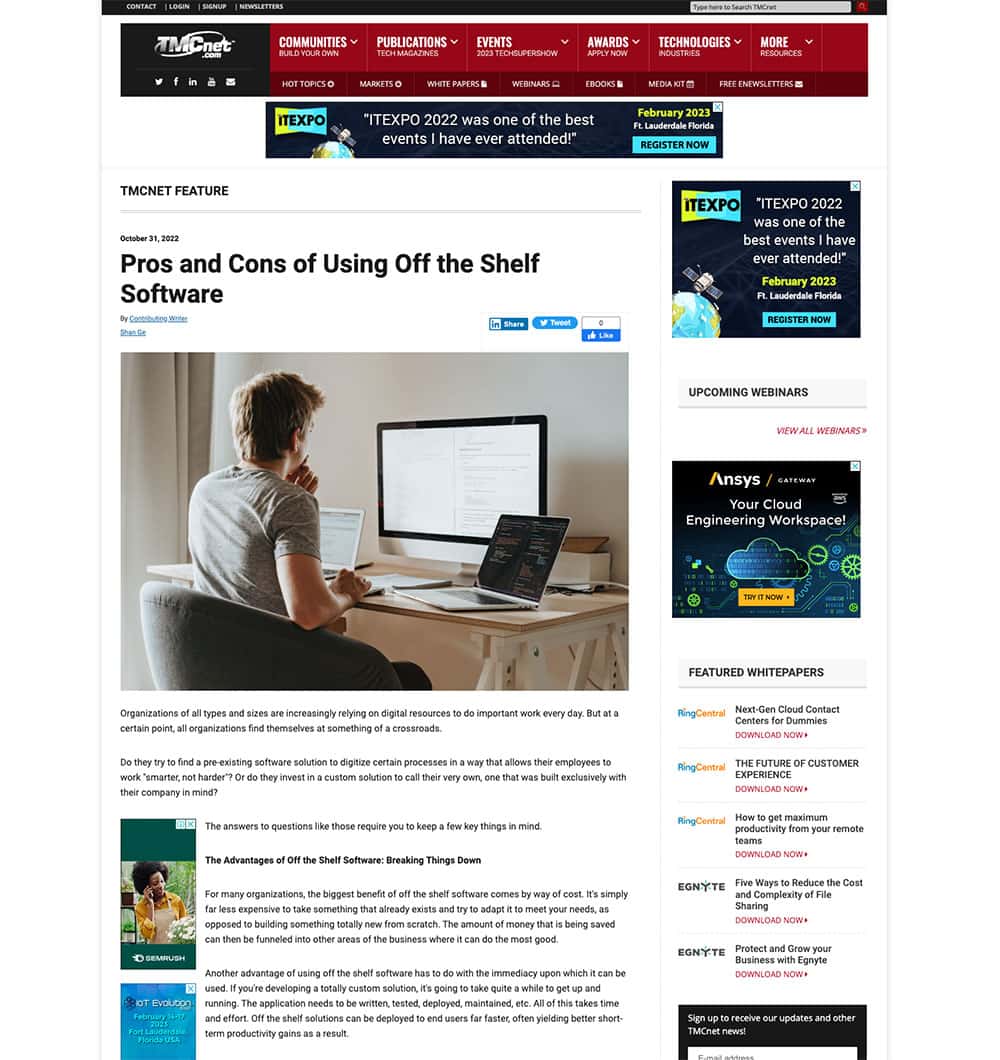 Pros and Cons of Using Off the Shelf Software